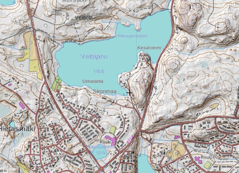 Veittijärven alueen maastokartta